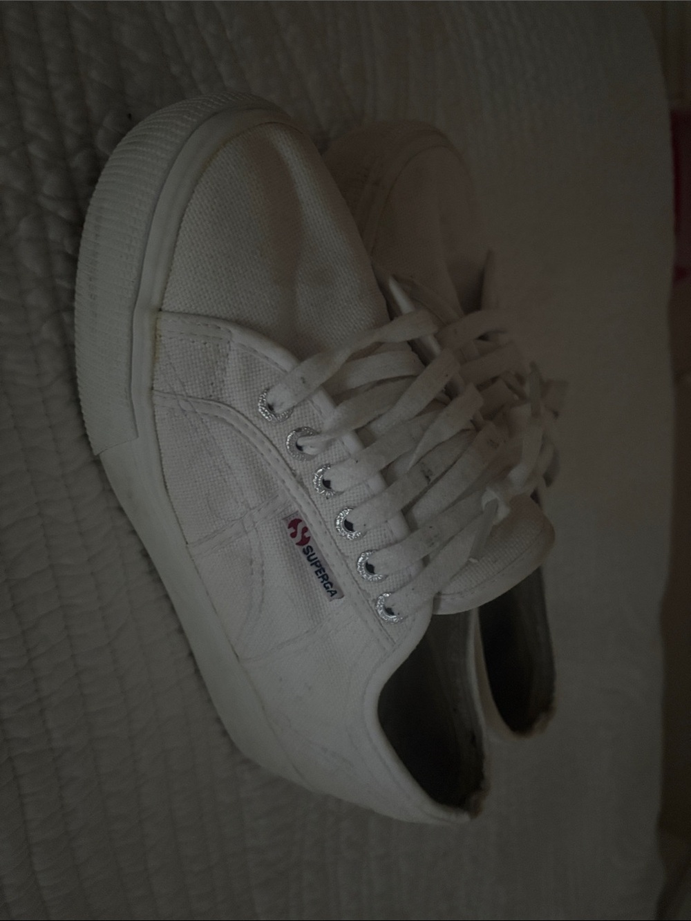 Superga Men's White Canvas Sneakers with Subtle Red Logo